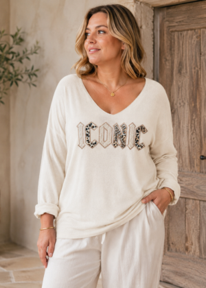 Pull fin iconic léopard écru belle taille