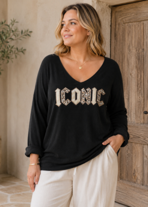 Pull fin iconic léopard noir belle taille