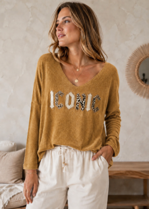 Pull fin iconic léopard camel