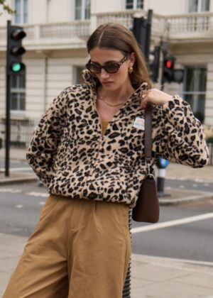 Veste polaire léopard camel marron
