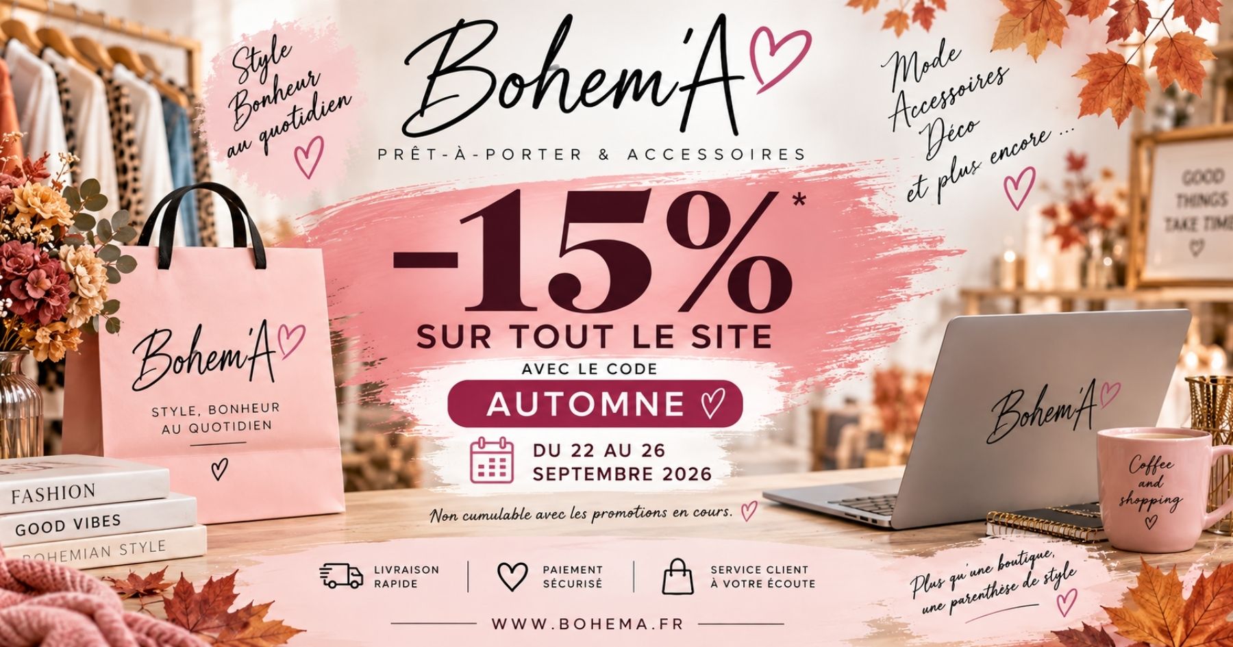 Bohema bannière -15% de réduction