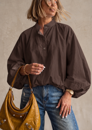 Blouse popeline marron oversize April Vintage