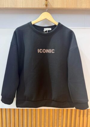 Sweat Iconic léopard noir grande taille