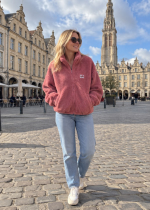 Veste polaire rose vieux rose la vie est belle