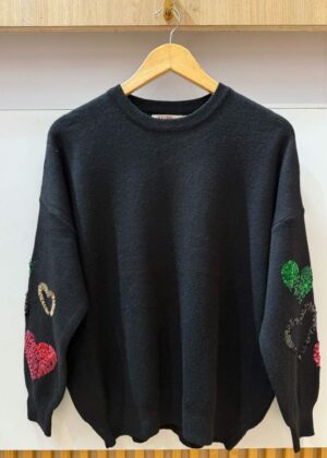 Pull avec motifs cœur au manches en grande taille
