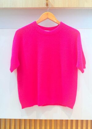 Pull manches courtes fushia baby alpaca