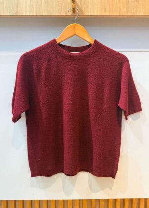 Pull manches courtes bordeaux baby alpaca