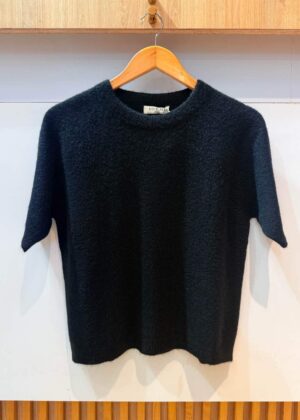 Pull manches courtes noir baby alpaca