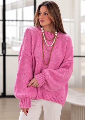 Pull en maille épaisse rose