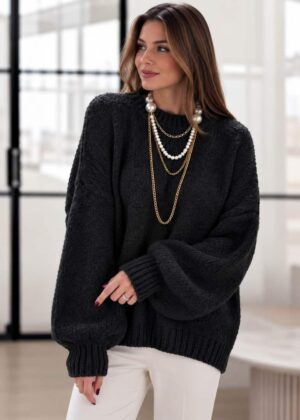 Pull en maille épaisse noir