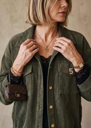 Veste velours côtelée kaki April Vintage