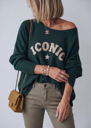 Pull iconic vert bouteille oversize April Vintage